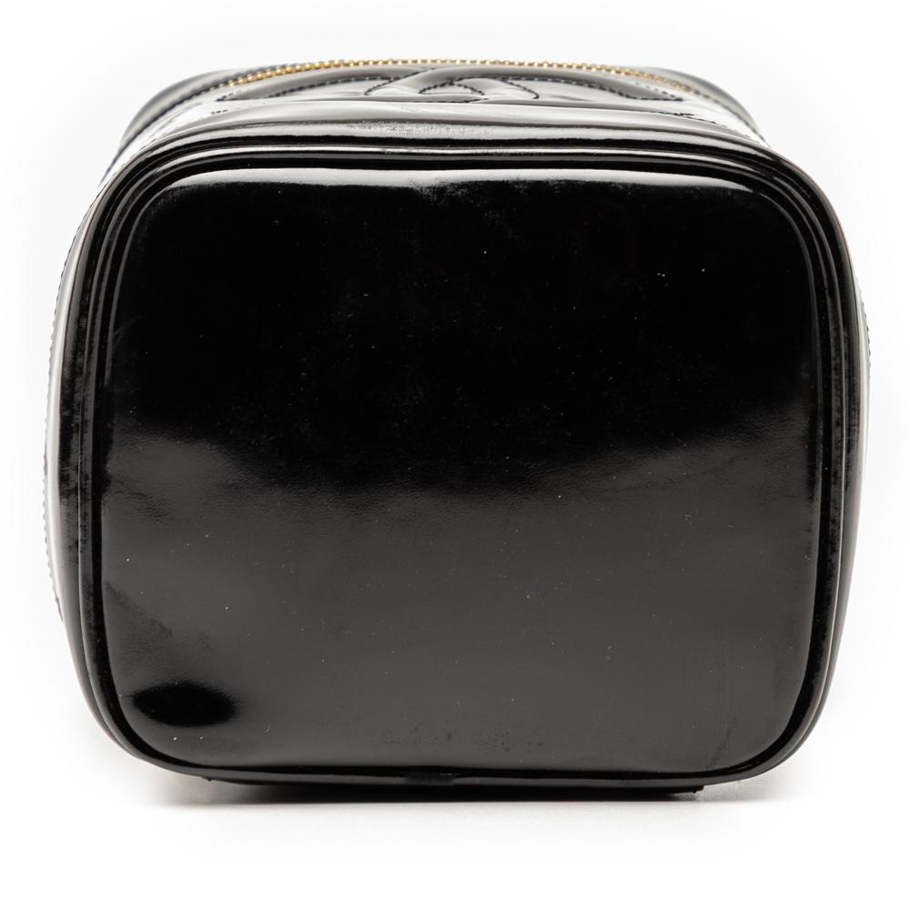 Chanel B Chanel Black Patent Leather Leather CC Patent Vanity Bag France