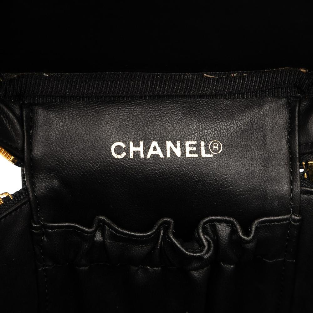 Chanel B Chanel Black Patent Leather Leather CC Patent Vanity Bag France