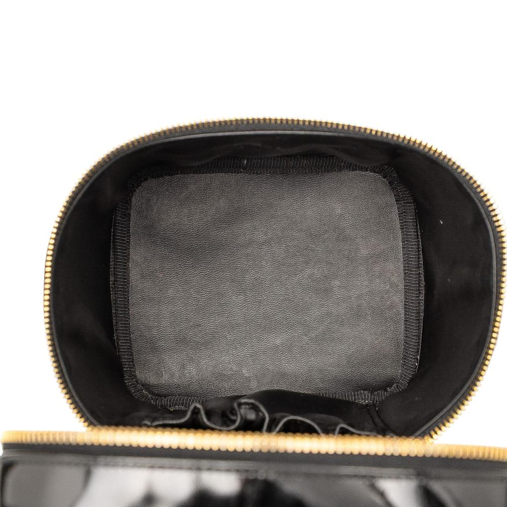 Chanel B Chanel Black Patent Leather Leather CC Patent Vanity Bag France