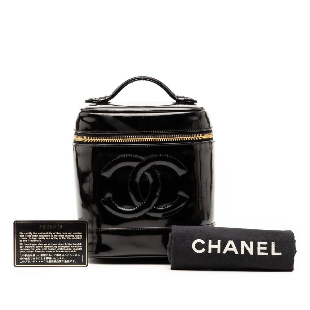 Chanel B Chanel Black Patent Leather Leather CC Patent Vanity Bag France