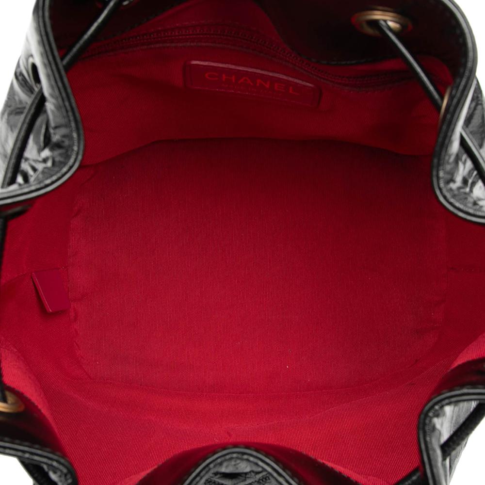 Chanel B Chanel Black Calf Leather Shiny Aged skin CC Chain Drawstring Bucket Bag Italy