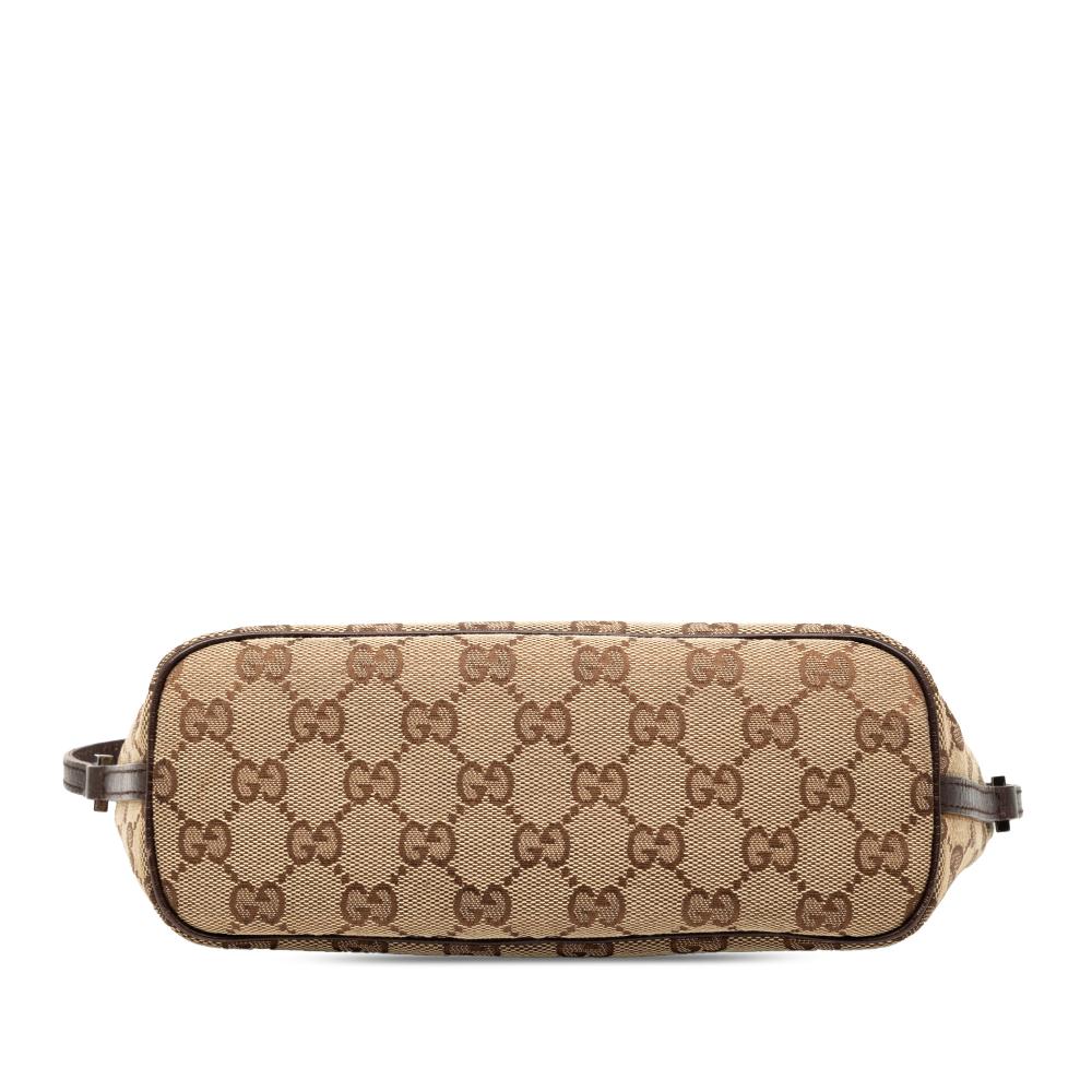 Gucci B Gucci Brown Beige Canvas Fabric GG Boat Italy