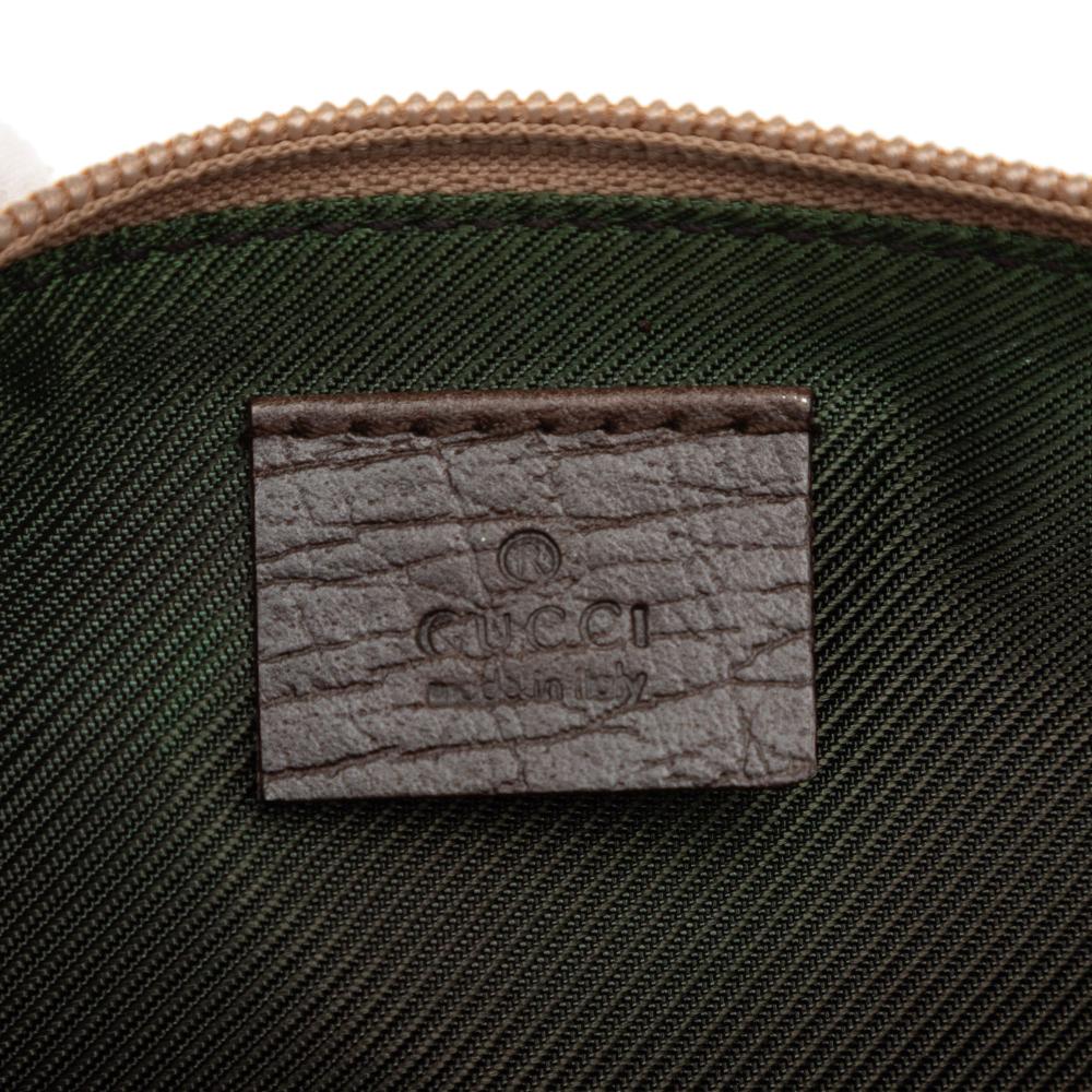 Gucci B Gucci Brown Beige Canvas Fabric GG Boat Italy