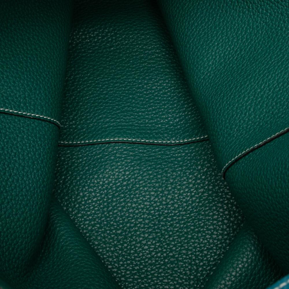 Hermès AB Hermès Blue Peacock with Green Calf Leather Clemence Double Sens 45 France
