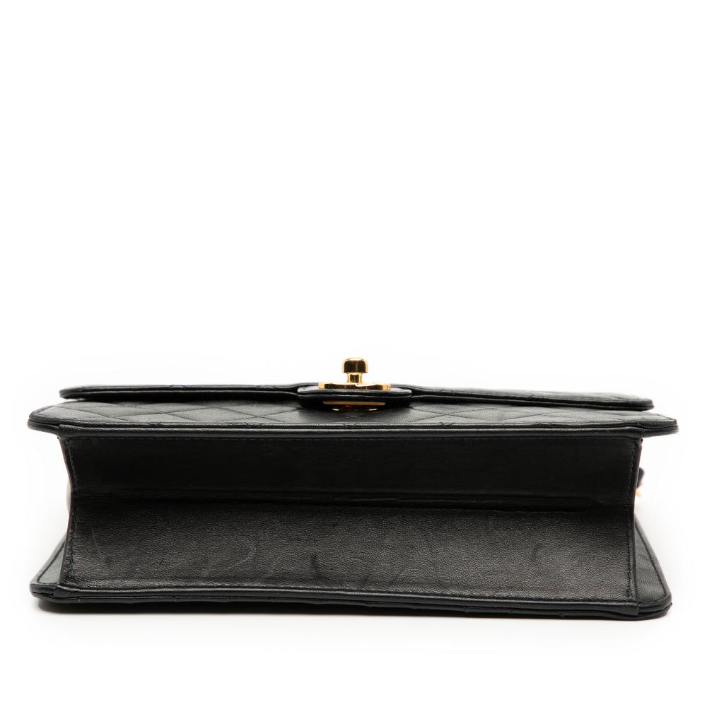 Chanel B Chanel Black Lambskin Leather Leather Small CC Quilted Lambskin Single Flap France