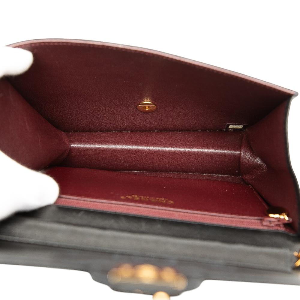 Chanel B Chanel Black Lambskin Leather Leather Small CC Quilted Lambskin Single Flap France