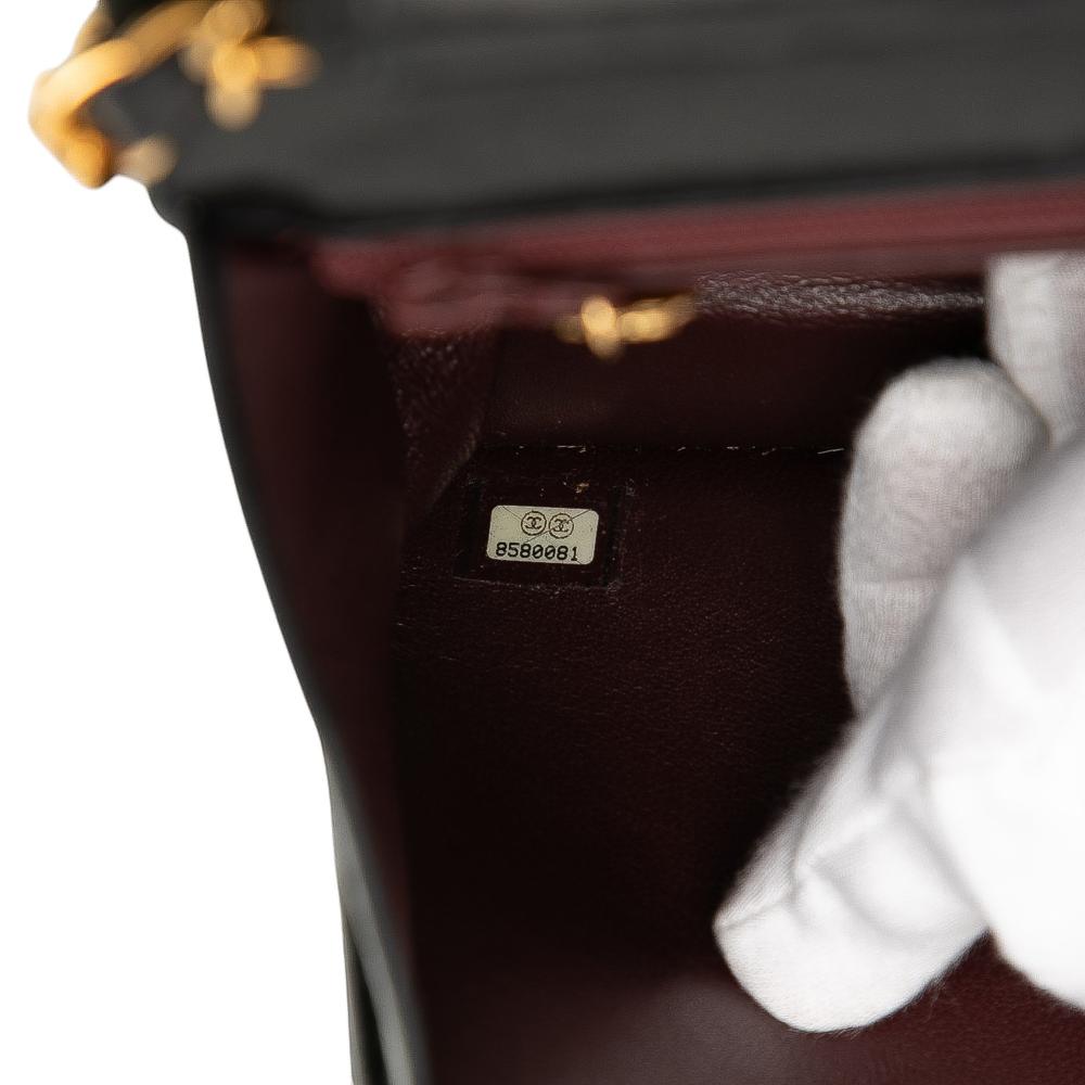 Chanel B Chanel Black Lambskin Leather Leather Small CC Quilted Lambskin Single Flap France