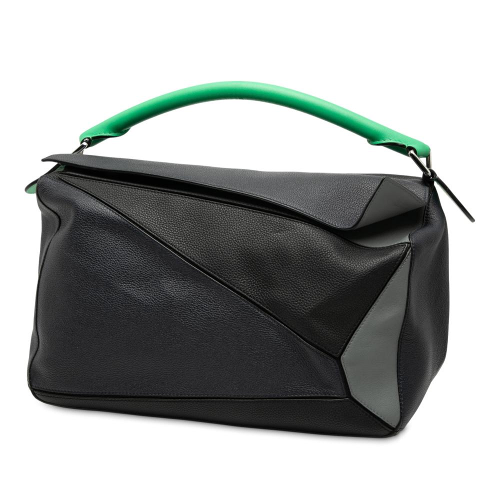 Loewe AB LOEWE Black Calf Leather Large Multicolor skin Puzzle Satchel Spain