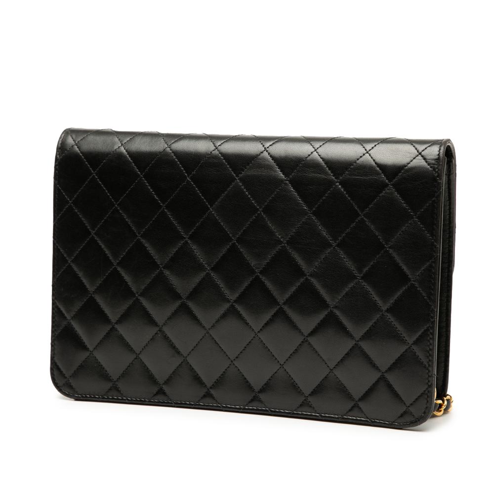 Chanel B Chanel Black Lambskin Leather Leather Medium CC Quilted Lambskin Single Flap France