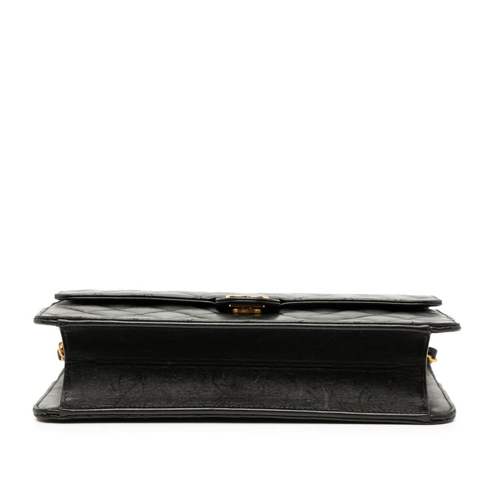 Chanel B Chanel Black Lambskin Leather Leather Medium CC Quilted Lambskin Single Flap France