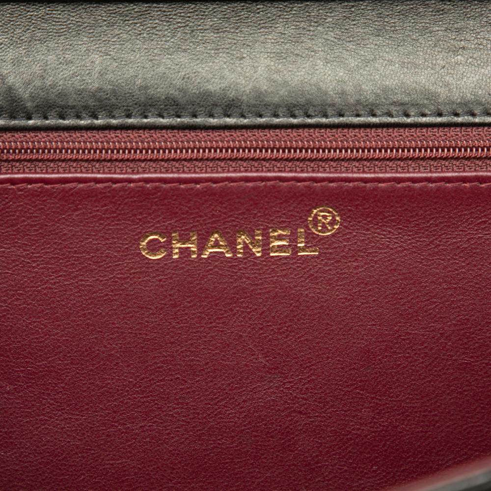 Chanel B Chanel Black Lambskin Leather Leather Medium CC Quilted Lambskin Single Flap France