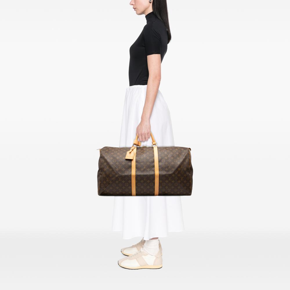 Louis Vuitton B Louis Vuitton Brown Monogram Canvas Fabric Monogram Keepall 60 France