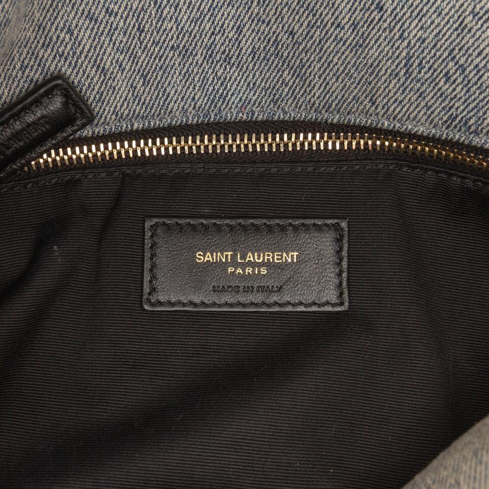 Saint Laurent AB Saint Laurent Gray Denim Fabric Small LouLou Puffer Italy