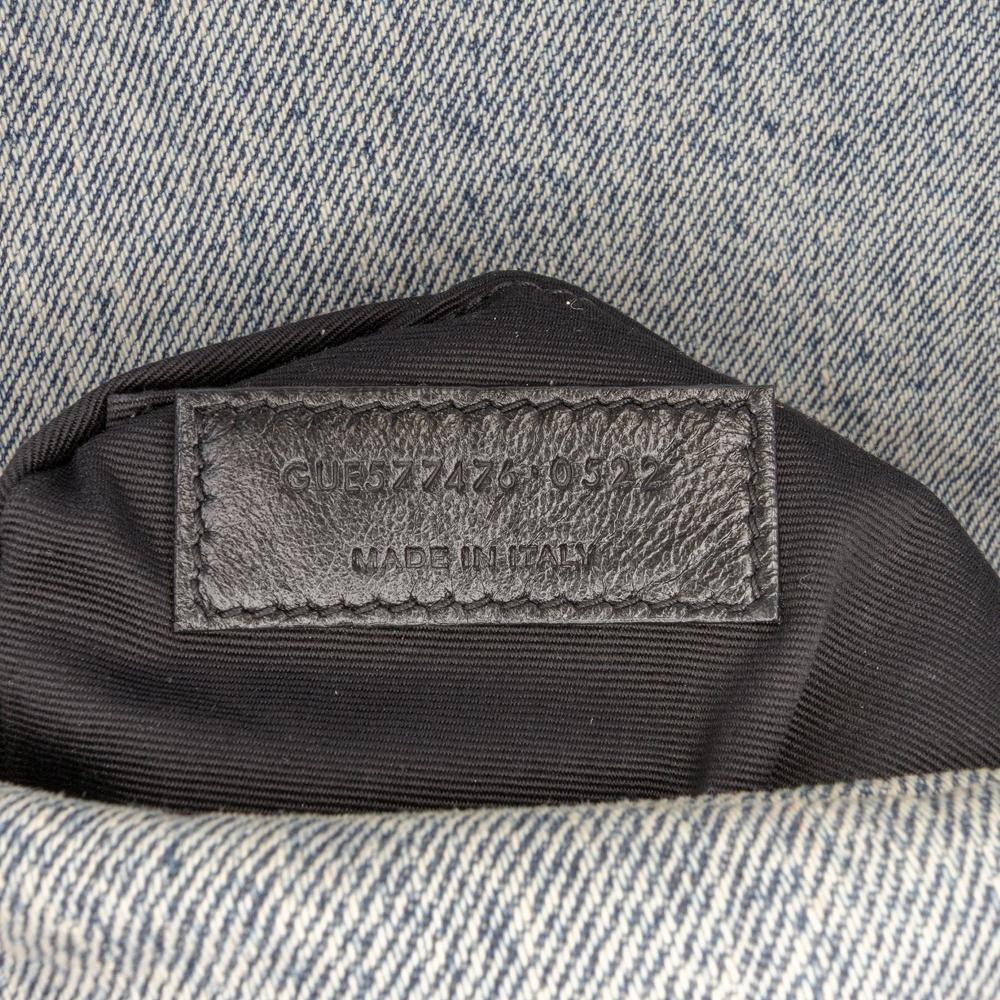 Saint Laurent AB Saint Laurent Gray Denim Fabric Small LouLou Puffer Italy