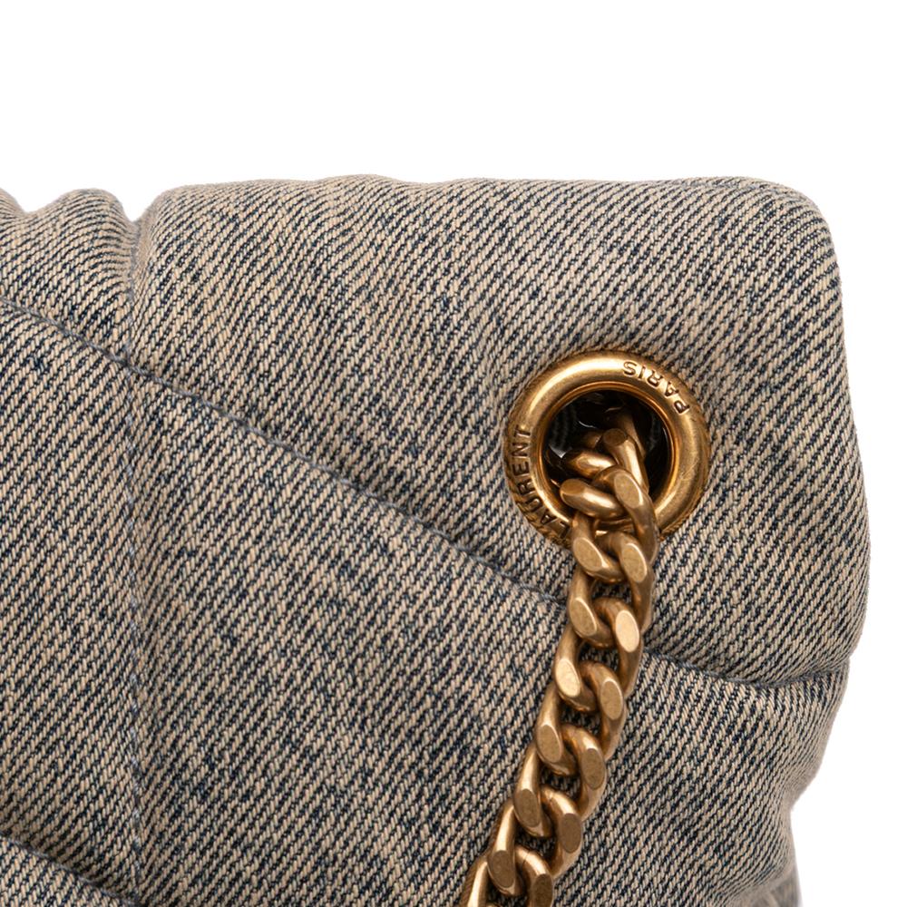 Saint Laurent AB Saint Laurent Gray Denim Fabric Small LouLou Puffer Italy