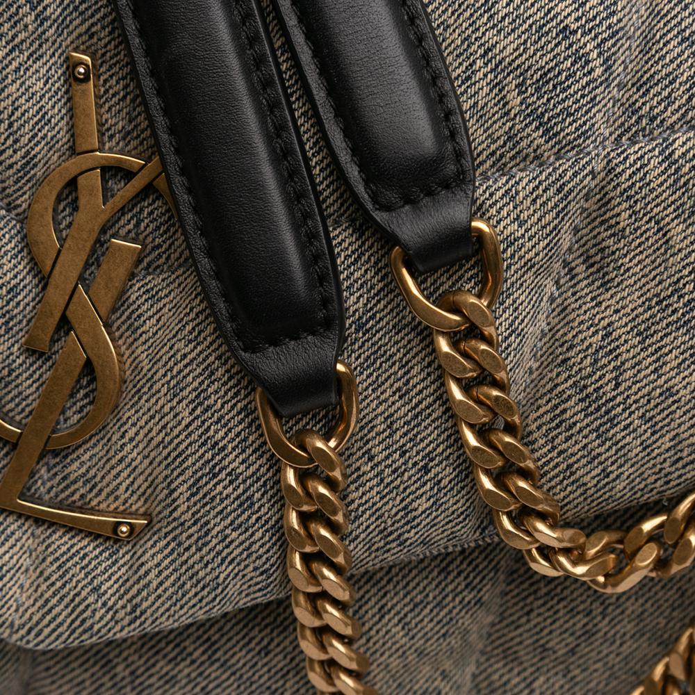 Saint Laurent AB Saint Laurent Gray Denim Fabric Small LouLou Puffer Italy