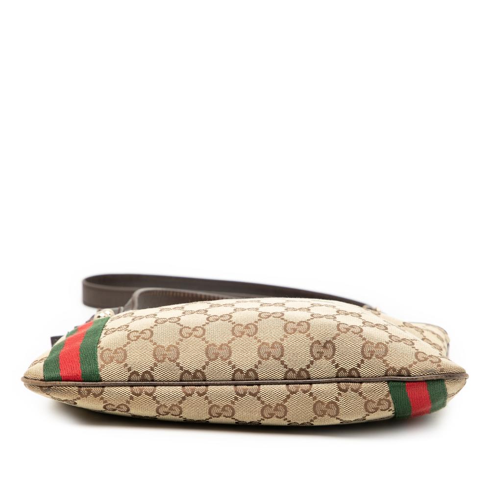 Gucci B Gucci Brown Beige Canvas Fabric GG Jolicoeur Crossbody Italy