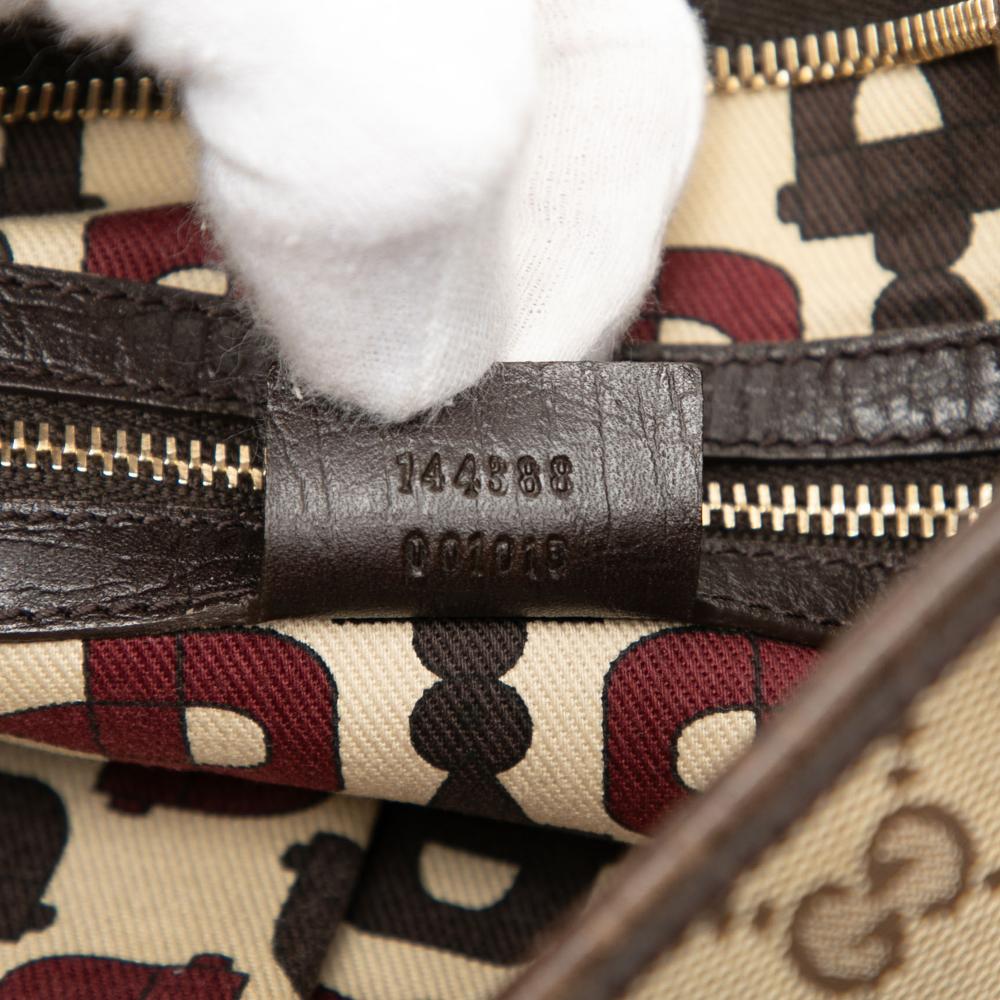 Gucci B Gucci Brown Beige Canvas Fabric GG Jolicoeur Crossbody Italy