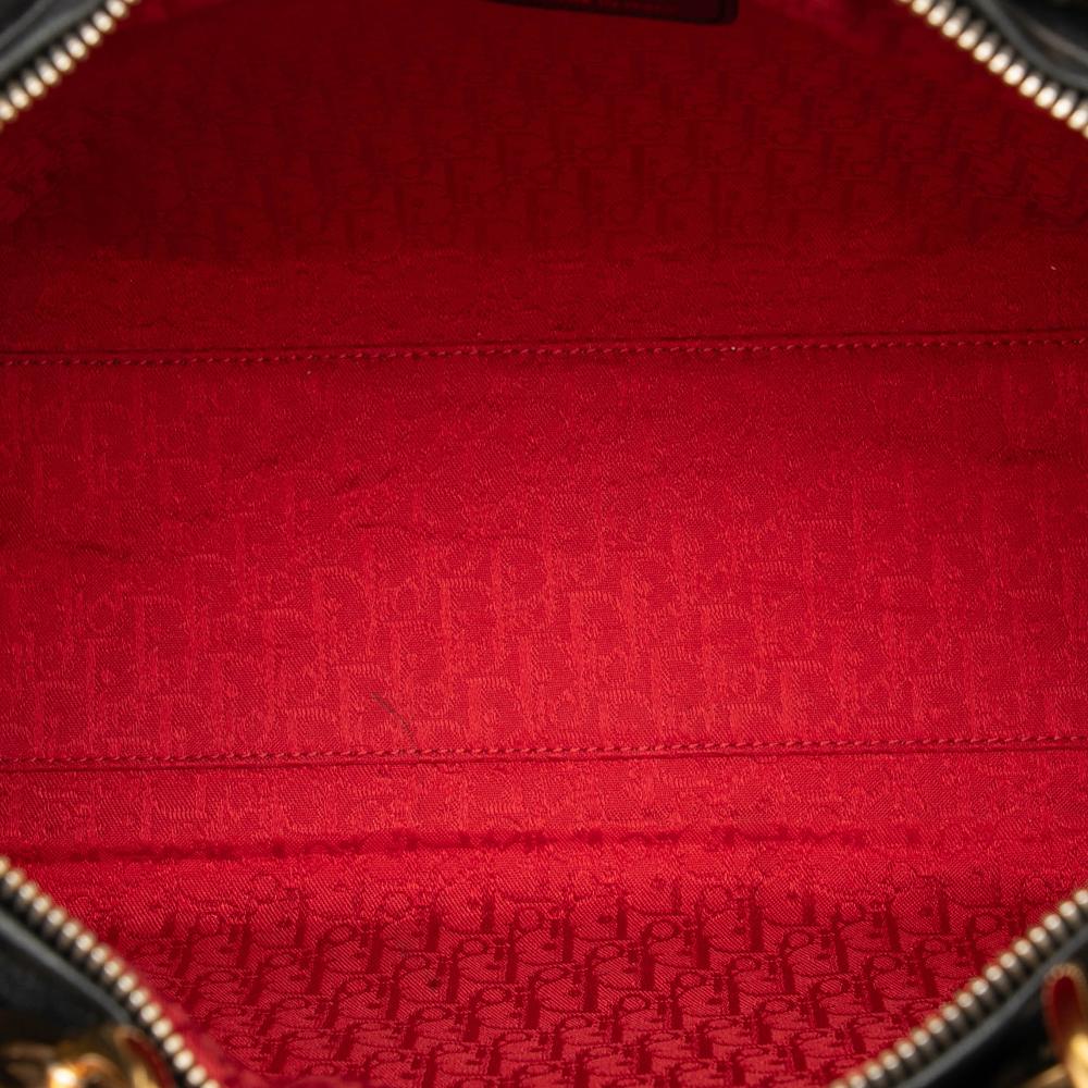 Christian Dior B Dior Black Lambskin Leather Leather Large Lambskin Cannage Lady Dior Italy