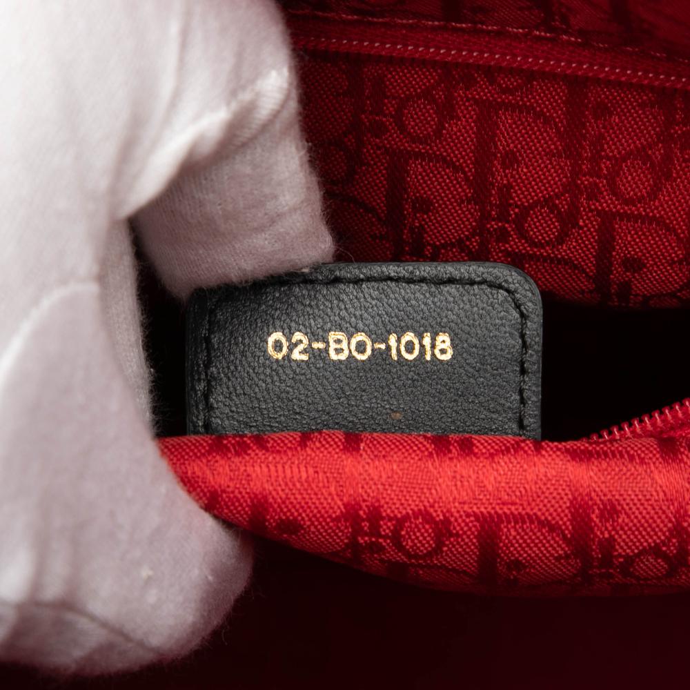 Christian Dior B Dior Black Lambskin Leather Leather Large Lambskin Cannage Lady Dior Italy