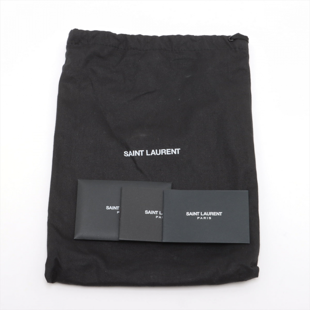 Saint Laurent Cassandre Classic Grained Calfskin Leather Chevron Quilted Wallet on Chain Shoulder Bag Beige