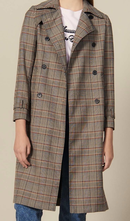 Sandro Checked trench coat