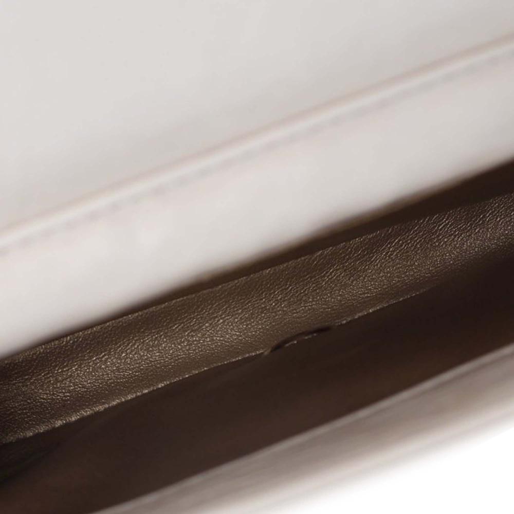 Chanel AB Chanel White Ivory Calf Leather Mini Chevron Crinkled skin Embellished Envelope Flap Italy