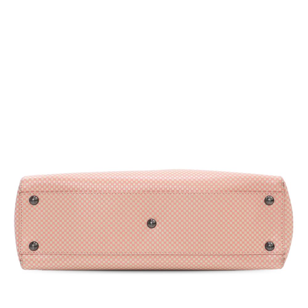 Fendi B Fendi Pink Calf Leather Medium Checkered Sequin Peekaboo Iconic Satchel Italy