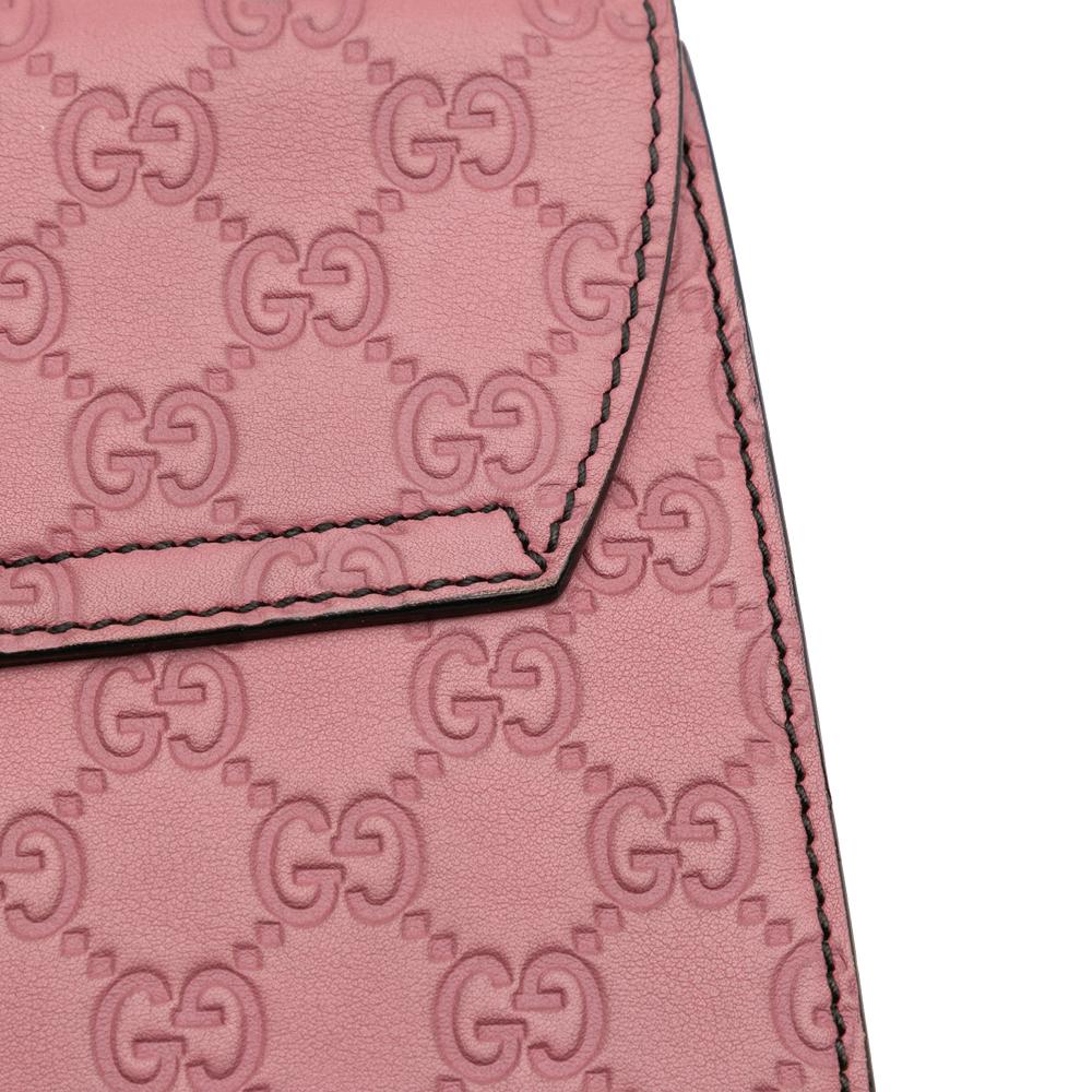 Gucci B Gucci Pink Calf Leather Medium Guccissima Emily Shoulder Bag Italy