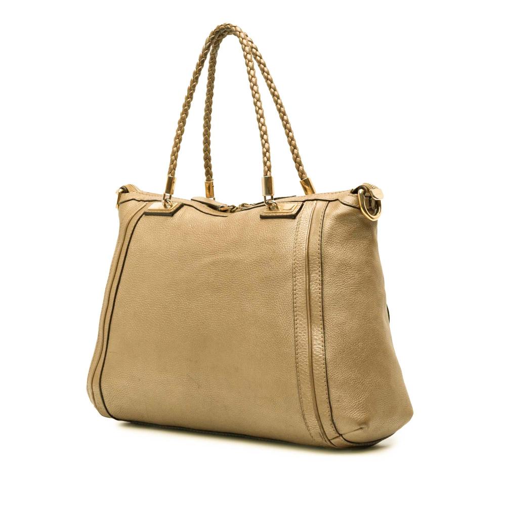 Gucci B Gucci Gold Calf Leather Large Bella Tote Italy