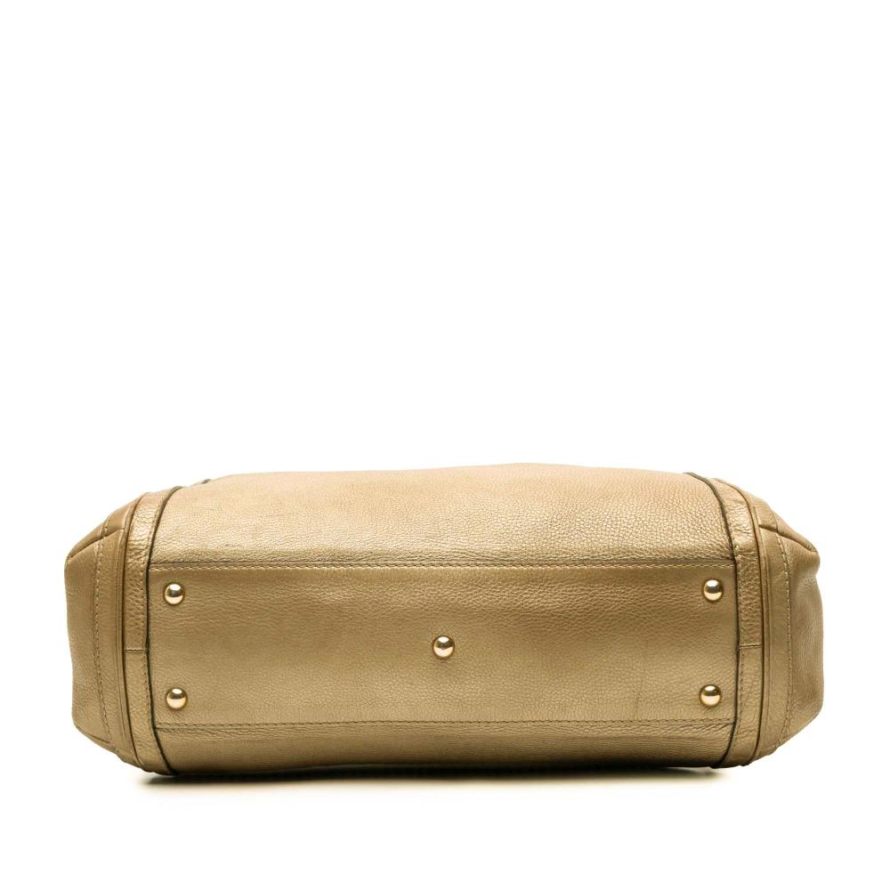 Gucci B Gucci Gold Calf Leather Large Bella Tote Italy