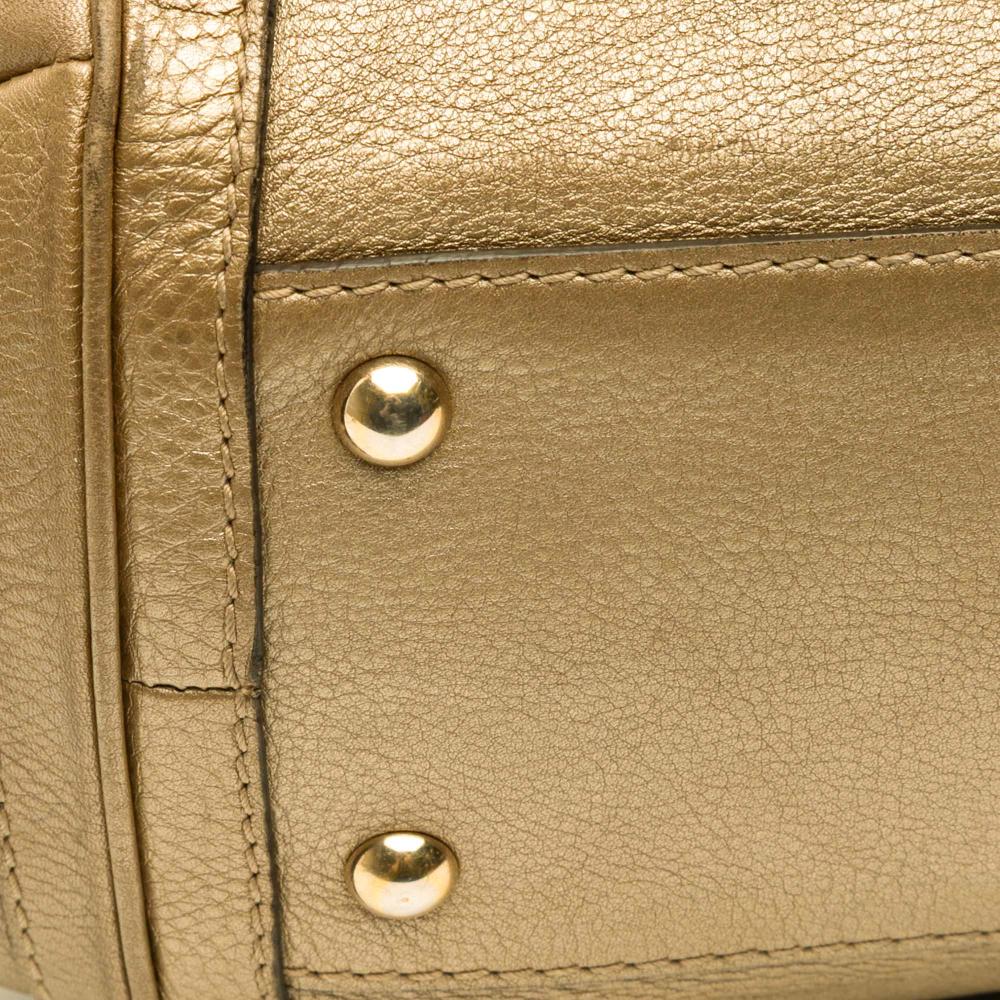 Gucci B Gucci Gold Calf Leather Large Bella Tote Italy