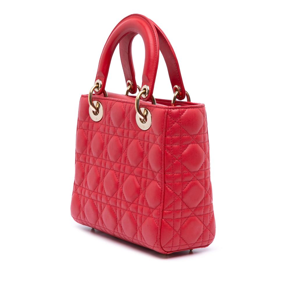 Christian Dior B Dior Red Lambskin Leather Leather Small Lambskin Cannage My ABCDior Lady Dior Italy