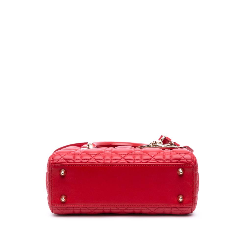 Christian Dior B Dior Red Lambskin Leather Leather Small Lambskin Cannage My ABCDior Lady Dior Italy