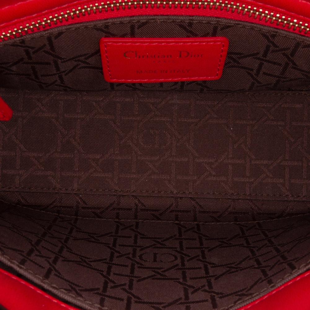 Christian Dior B Dior Red Lambskin Leather Leather Small Lambskin Cannage My ABCDior Lady Dior Italy