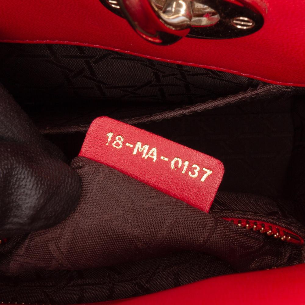 Christian Dior B Dior Red Lambskin Leather Leather Small Lambskin Cannage My ABCDior Lady Dior Italy