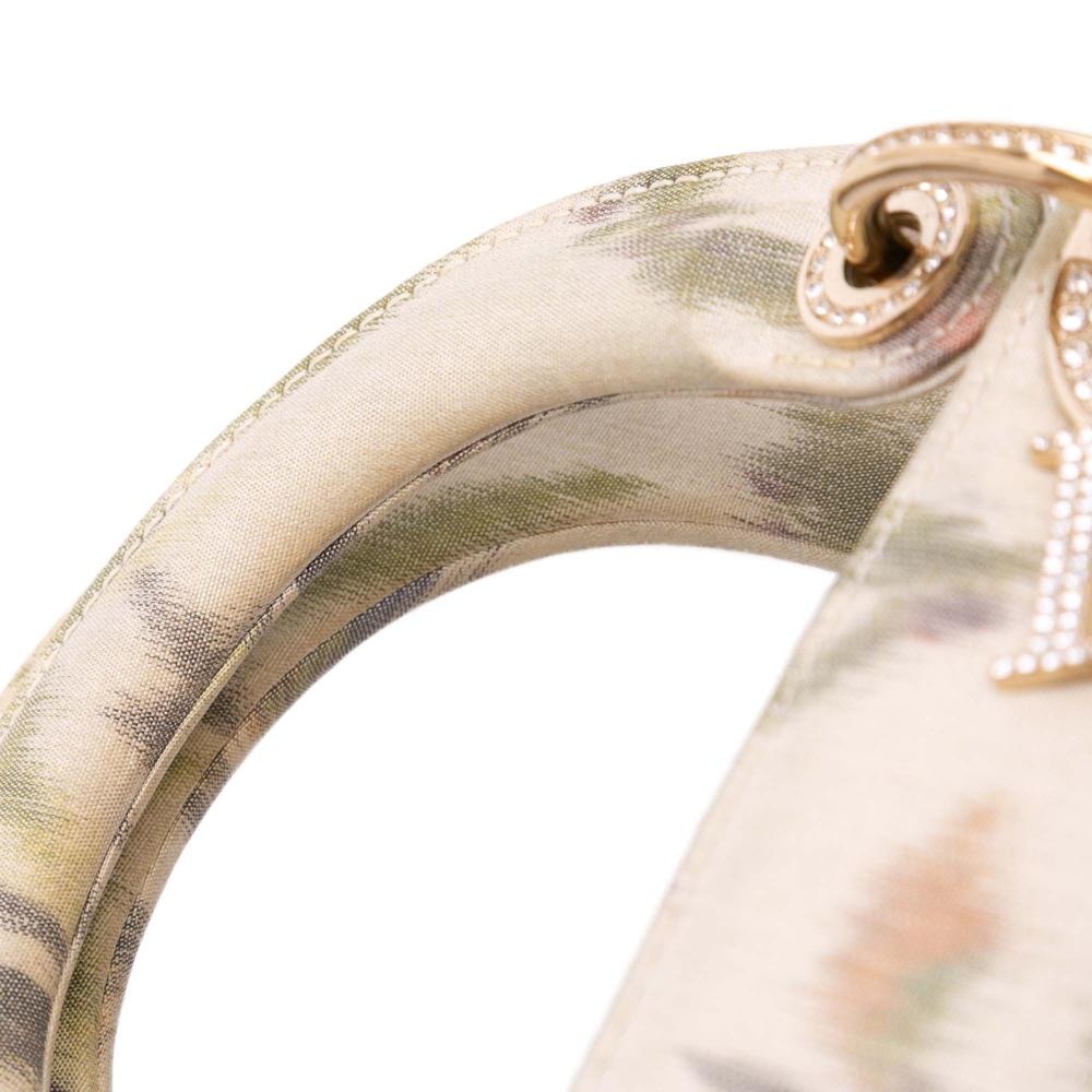 Christian Dior B Dior White Satin Fabric Mini Floral Crystal Lady Dior Italy