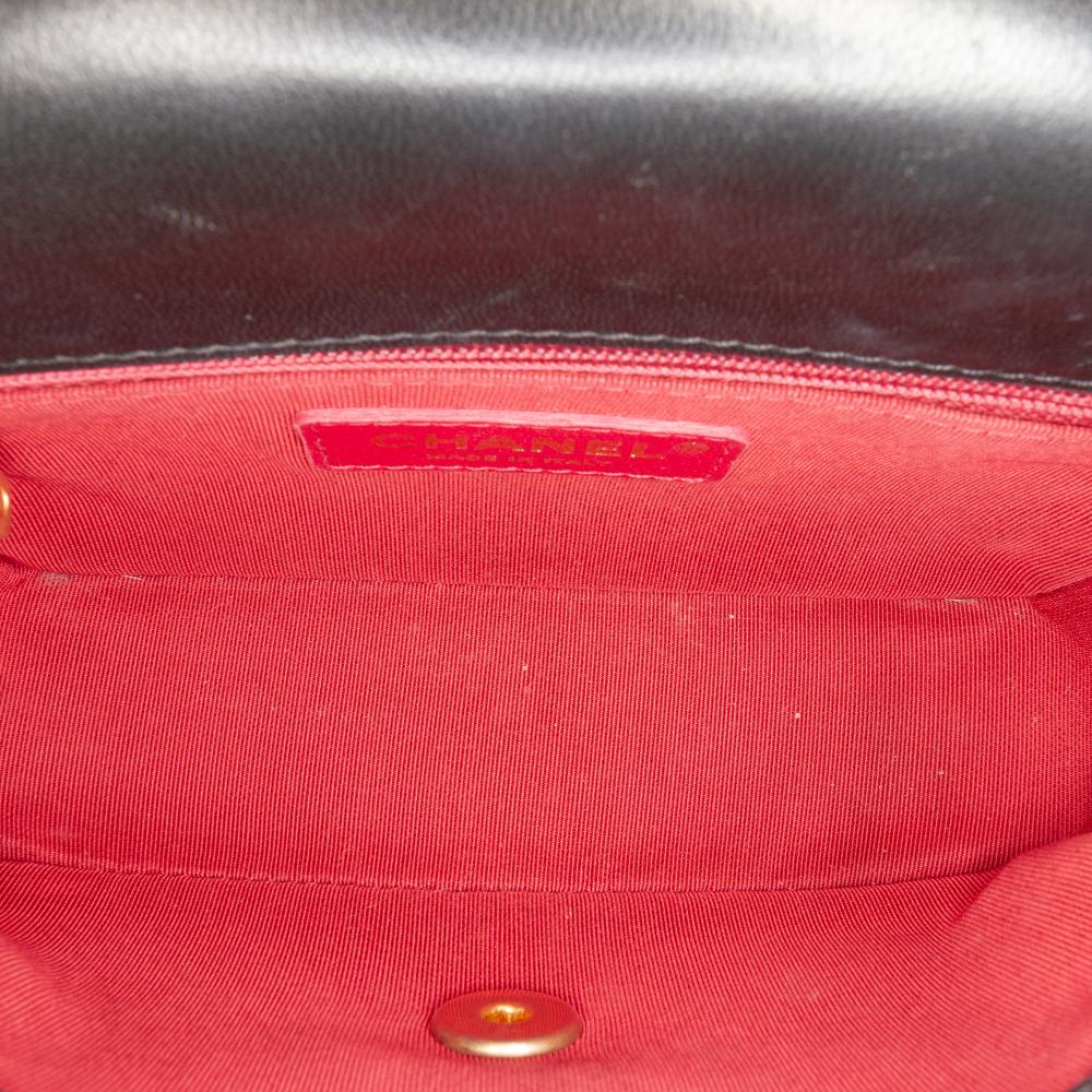 Chanel AB Chanel Black Lambskin Leather Leather Small Quilted Lambskin CC Coin Flap Italy