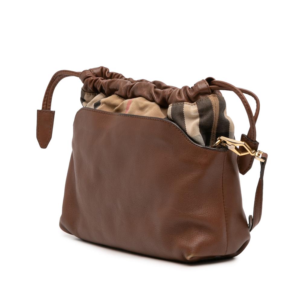 Burberry B Burberry Brown Calf Leather House Check Canvas and skin Little Crush Crossbody Italy