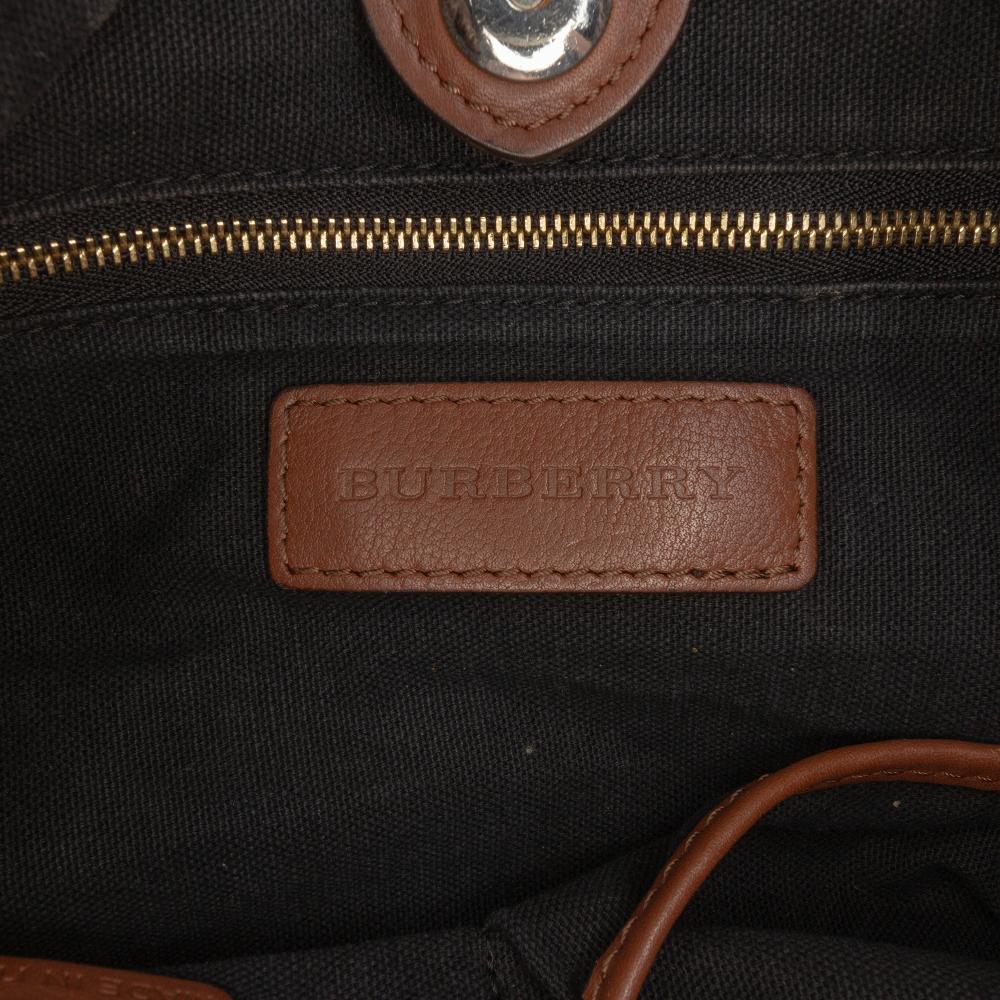 Burberry B Burberry Brown Calf Leather House Check Canvas and skin Little Crush Crossbody Italy