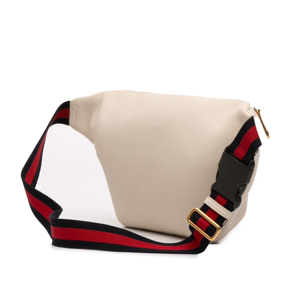 Gucci AB Gucci White Calf Leather Logo Belt Bag Italy