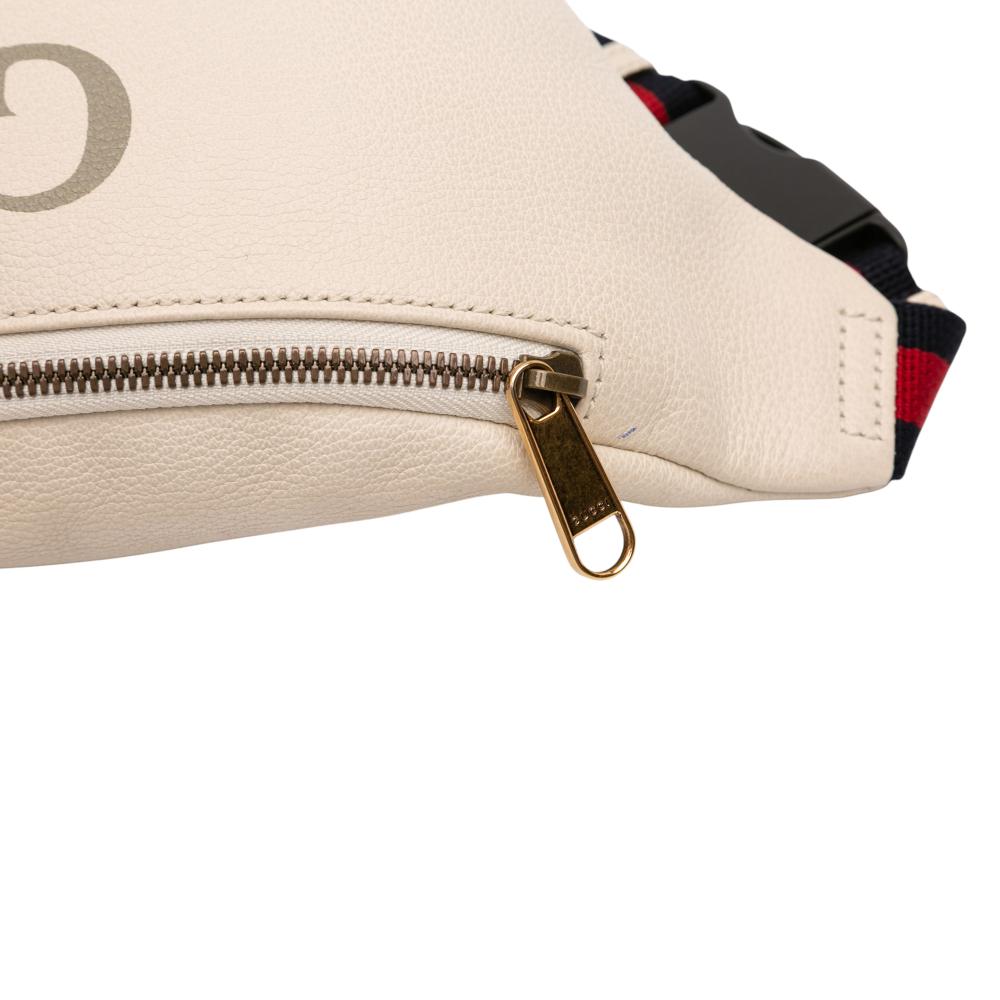 Gucci AB Gucci White Calf Leather Logo Belt Bag Italy