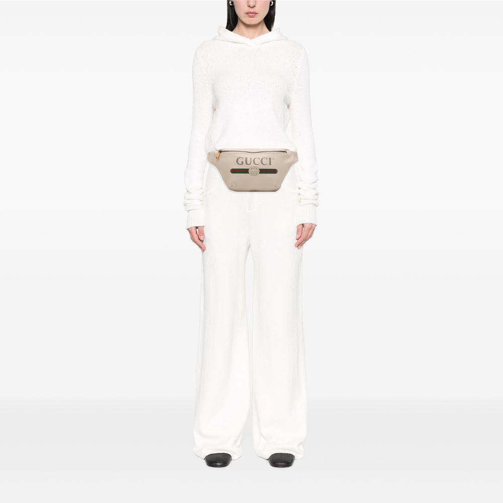 Gucci AB Gucci White Calf Leather Logo Belt Bag Italy