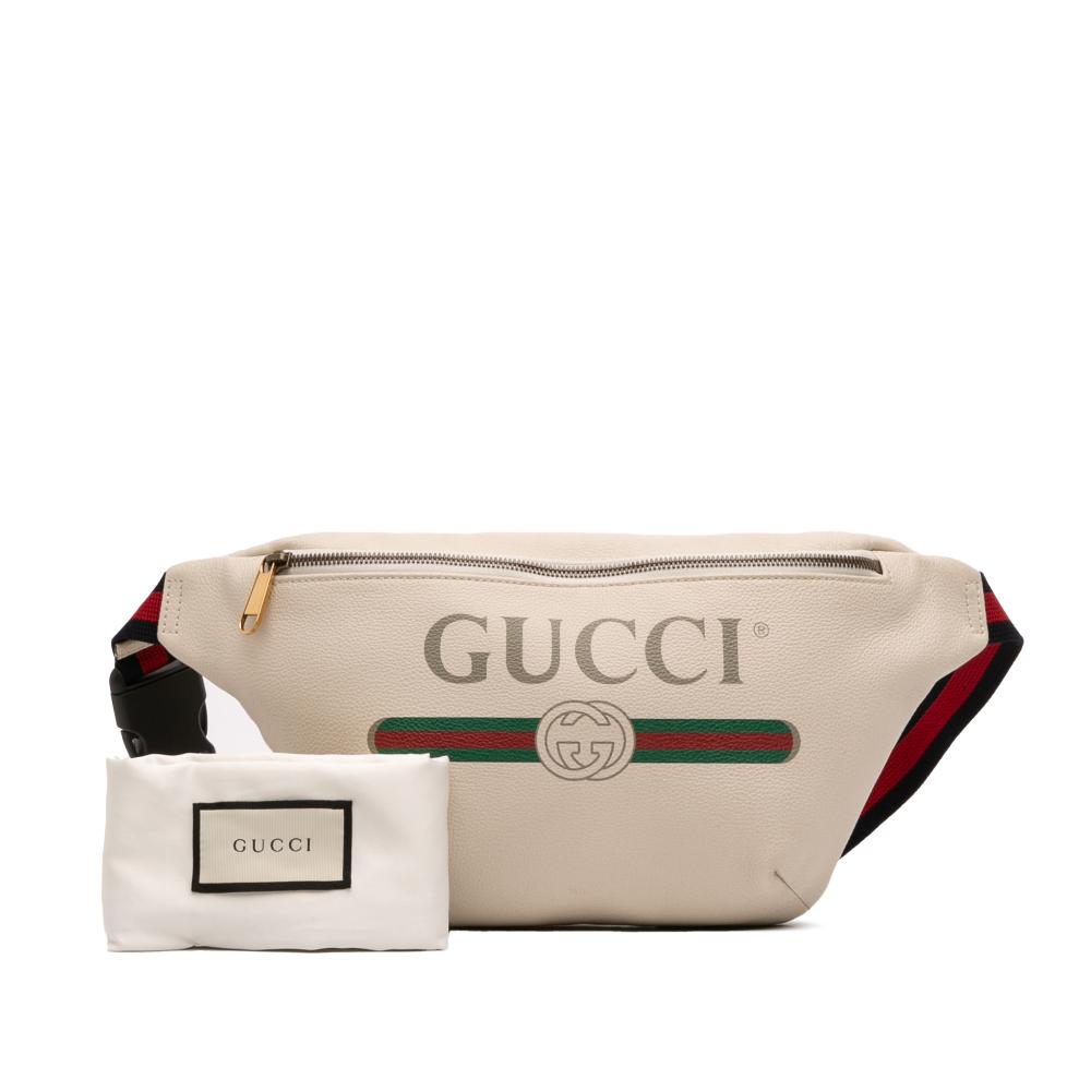 Gucci AB Gucci White Calf Leather Logo Belt Bag Italy