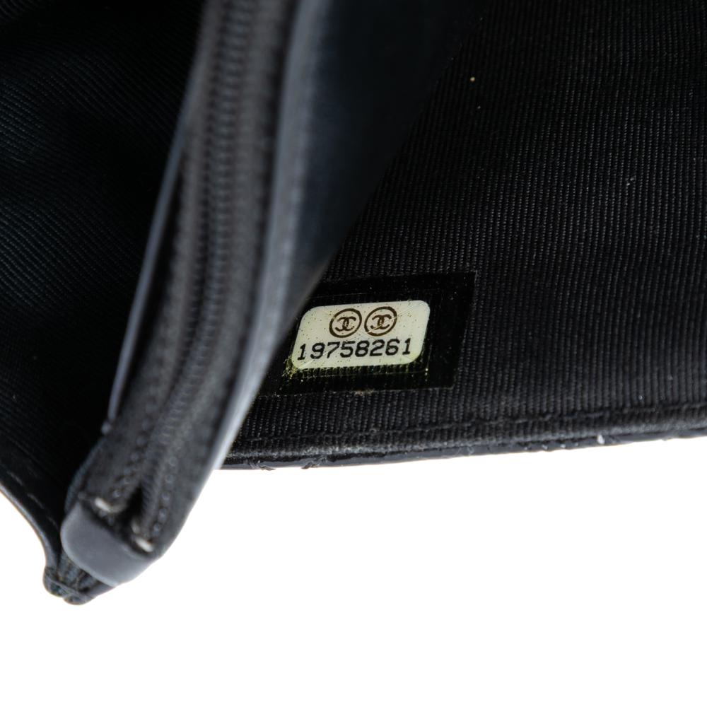 Chanel B Chanel Black Calf Leather CC Quilted Shiny Aged skin Wallet On Chain Italy