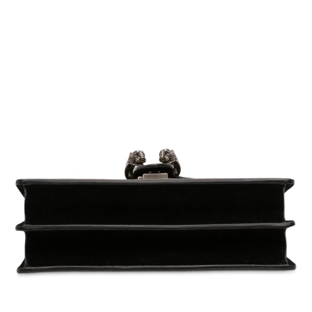 Gucci AB Gucci Brown Beige with Black Coated Canvas Fabric Small GG Supreme Dionysus Shoulder Bag Italy