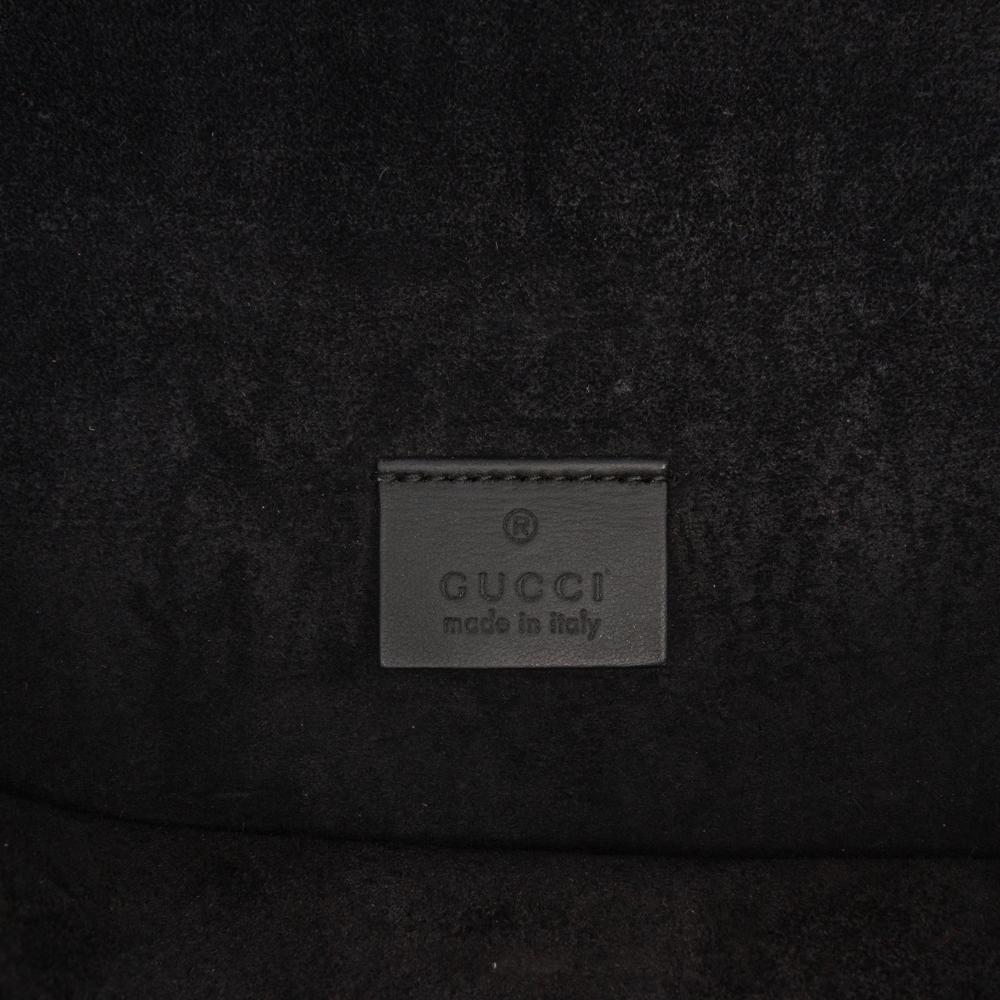 Gucci AB Gucci Brown Beige with Black Coated Canvas Fabric Small GG Supreme Dionysus Shoulder Bag Italy