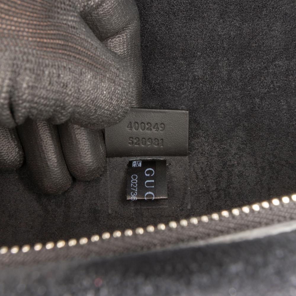 Gucci AB Gucci Brown Beige with Black Coated Canvas Fabric Small GG Supreme Dionysus Shoulder Bag Italy