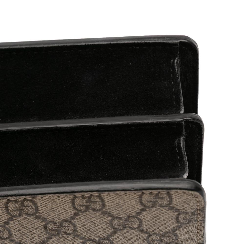 Gucci AB Gucci Brown Beige with Black Coated Canvas Fabric Small GG Supreme Dionysus Shoulder Bag Italy