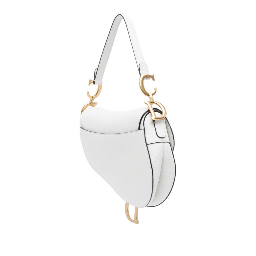 Christian Dior B Dior White Calf Leather Grained skin Saddle Bag Italy
